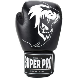 Боксерські рукавички Super Pro Warrior, унісекс, 12 унцій, чорні/білі, для дорослих