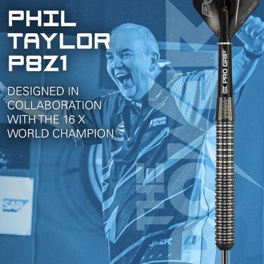Darts Target Phil Taylor Power 8-Zero 1 (21/23/25г) - сталеві дротики з вольфраму 80%, чорні