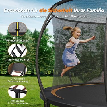 Батут MERACH Outdoor з сіткою безпеки та баскетбольним кільцем, діаметр 305/366/427/488 см, Макс. навантаження 150 кг, для саду та вулиці