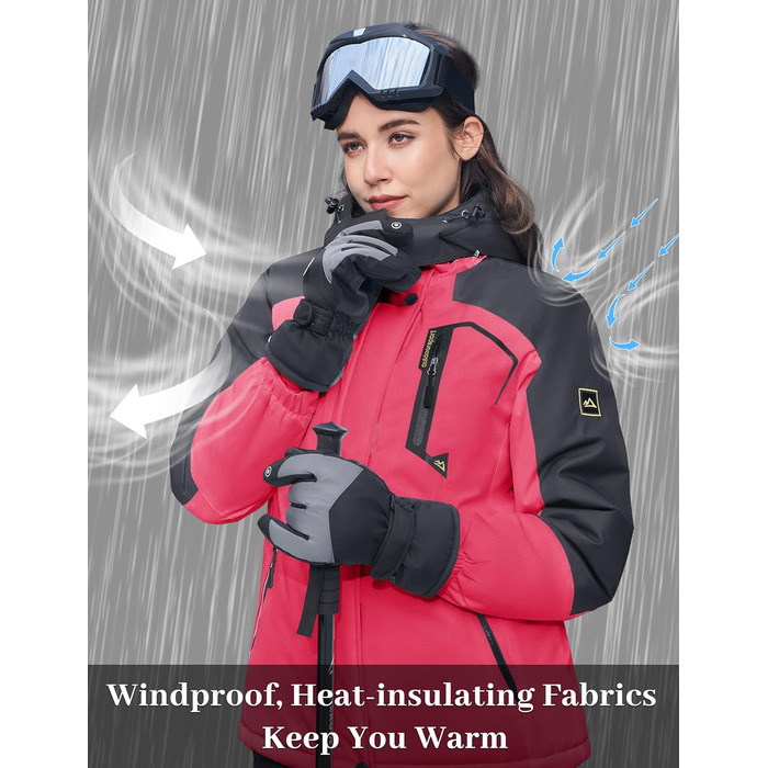 Жіноча зимова куртка MAGCOMSEN: тепла флісова парка, софтшелл для сноуборду та гірськолижного спорту, рожевого кольору, водонепроникна та вітрозахисна