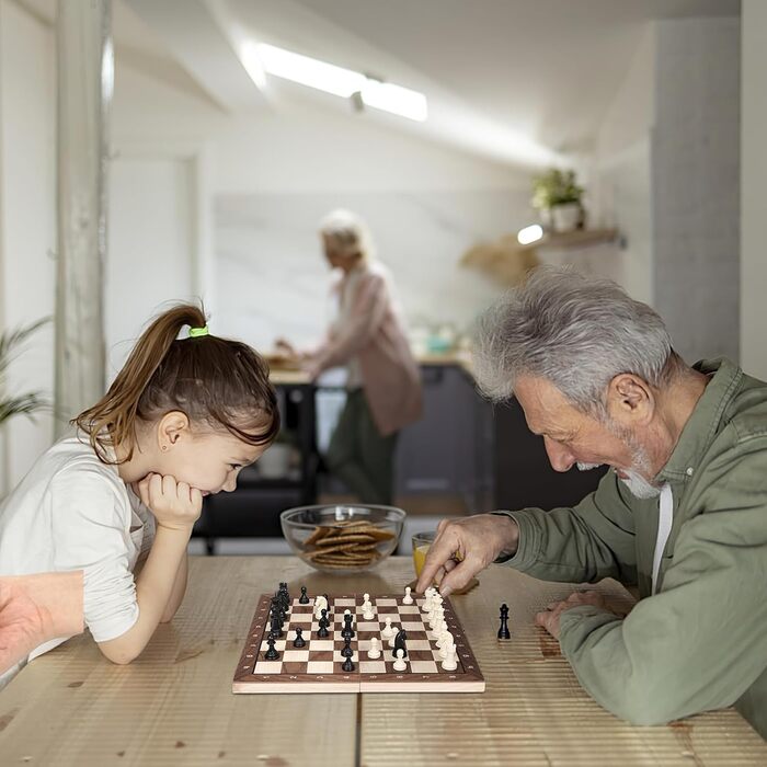 Набір для шахів магнітний 3 в 1 Mkitnvy, дерев'яний, преміум-якість, шахи та шашки, складаний, для дорослих та дітей