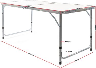 Складаний туристичний стіл Toboli 120x60x70 см, регульована висота, алюмінієвий каркас, MDF стільниця, багатофункціональний, для кемпінгу, саду, буфета