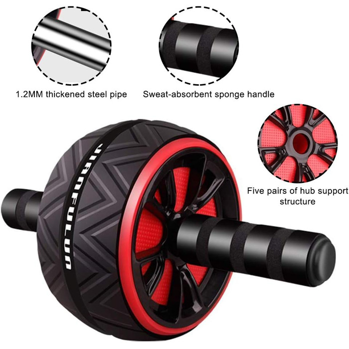 Ролер для пресу з подвійними колесами, комплект з килимком для колін. Тренажер для пресу, допомога у схудненні, фітнес, тренування, білий