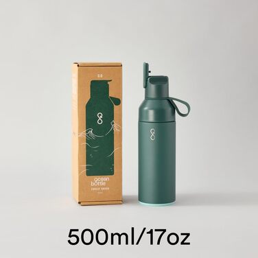 Еко-пляшка Ocean Bottle GO 500 мл, нержавіюча сталь, зелена, багаторазова, з переробленого матеріалу