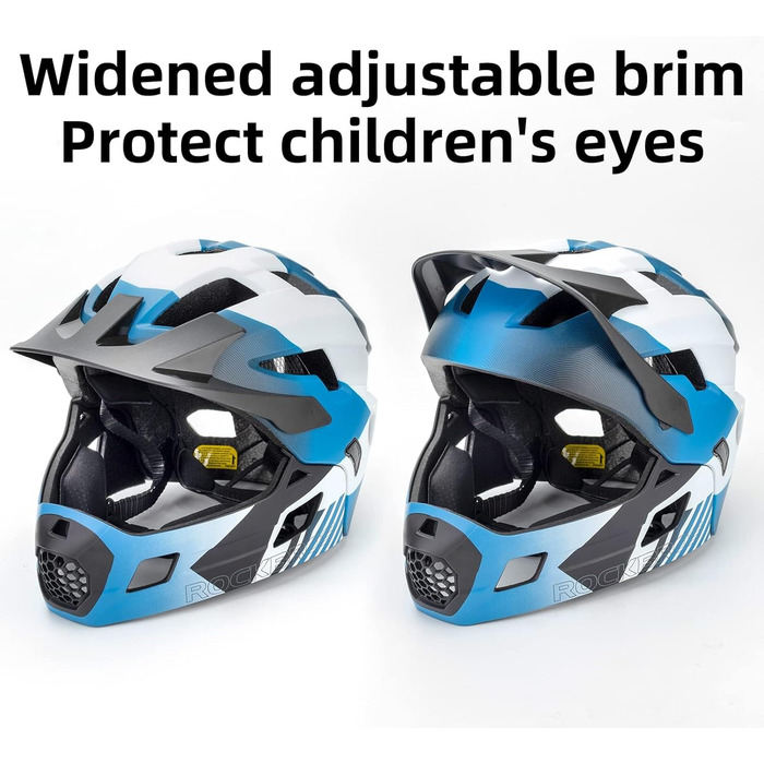 Шолом велосипедний ROCKBROS дитячий інтегрований Fullface знімним захистом підборіддя, розмір M (синій)