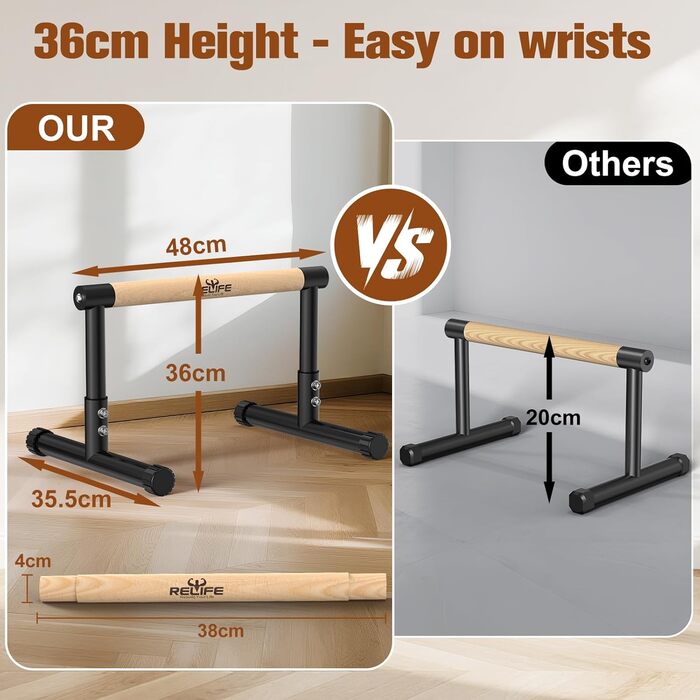 Стойка для віджимань та підтягувань RELIFE Calisthenics Black-3. Регульована висота, для занять вдома та в залі.