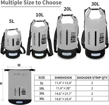 Водонепроникний мішок Blackace Arteesol 5L/10L/20L/30L – міцний Packsack з регульованим ременем для водного спорту