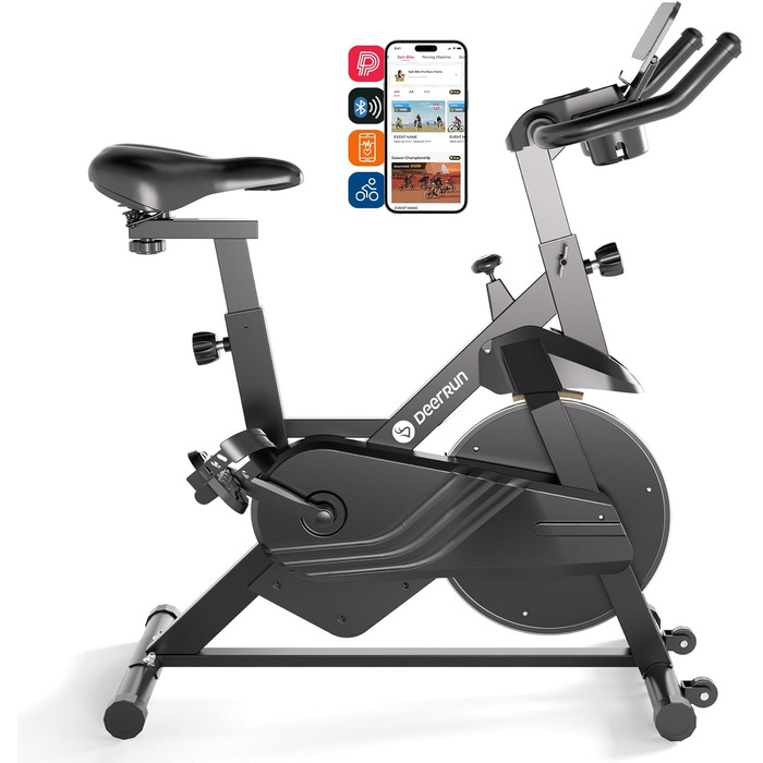 DeerRun Велотренажер з магнітним опором, фітнес-велосипед для дому, кардіотренування, ергометр, 136 кг, сірий
