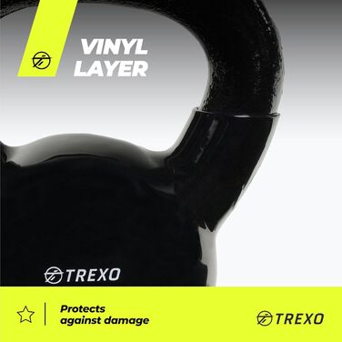 Гиря TREXO 12 кг з чавуну з вініловим покриттям для фітнесу, домашніх та тренажерних залів