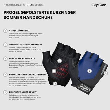 Велосипедні рукавички GripGrab ProGe 4mm DoctorGe для їзди літом (XL, Navy Blue)