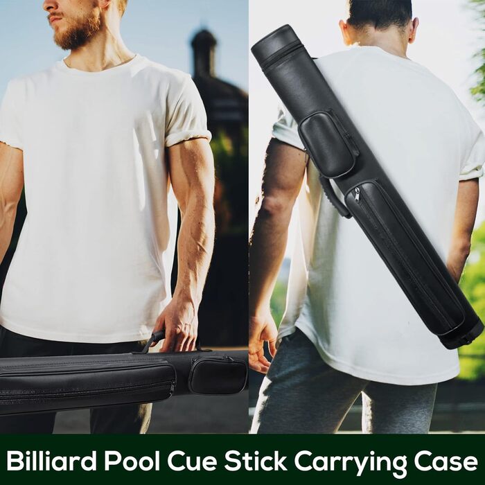 Більярдний кий Deekin 2x2 серія, овальна форма, сумка-чохол з 4 отворами, 2 кубики крейди, чорний колір