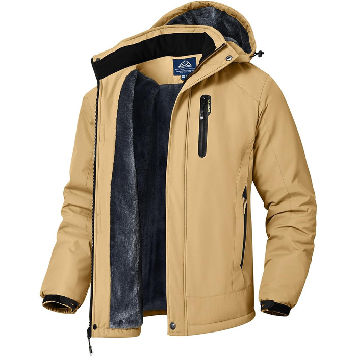 Чоловіча зимова куртка Ysento: водонепроникна, тепла, з флісовою підкладкою, софтшелл, для активного відпочинку, катання на лижах та сноуборді, з капюшоном, колір хакі, розмір L