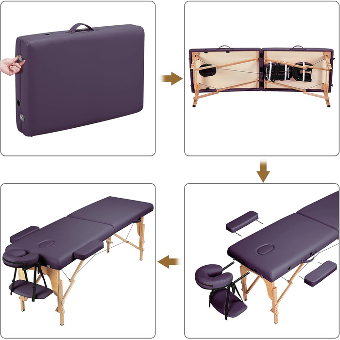 Масажне ліжко Yaheetech з 2 зонами, регульована висота, дерев'яні ніжки, з підголовником та підлокітниками, 213 x 82 x 85,5 см, до 250 кг