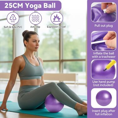 Pilates Ring Набір для пілатесу: коло з ручками 35 см, 5 еластичних стрічок, м'яч для пілатесу - для дому, тонусу тіла, гнучкості