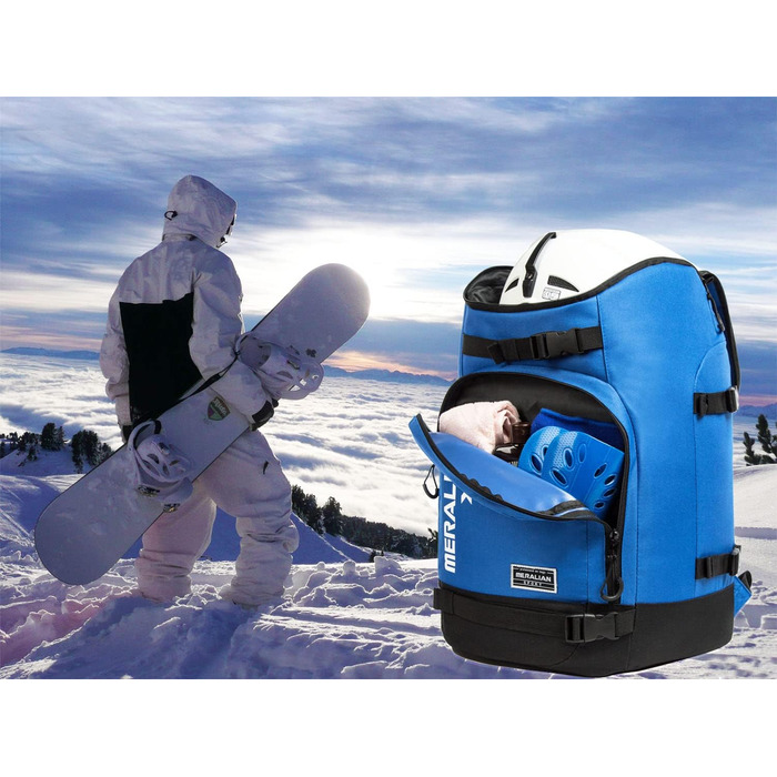 Сумка для гірськолижного спорядження 50L, водонепроникний рюкзак для лиж та сноуборду, вміщує шолом, маску та одяг. Blau 02