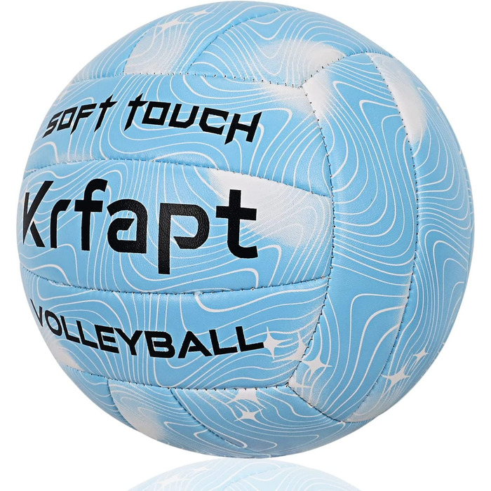 Волейбольний м'яч Krfapt розмір 5, офіційний, Soft Touch, для тренувань, Outdoor/Indoor, водонепроникний, з дизайном Ripples (Blue/Purple/Pink)