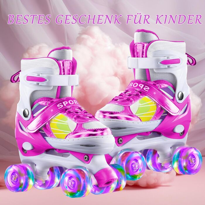 Ролики для дівчаток 4-12 років - регульовані ролики для дітей, для дому та вулиці, розмір 32-35 EU (701-Рожевий)