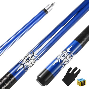 Більярдний кий ASMPCUE Pool Queue, 58 дюймів, з твердим деревом, наконечник 13 мм, для професійних гравців, 1/2 кий, блакитний