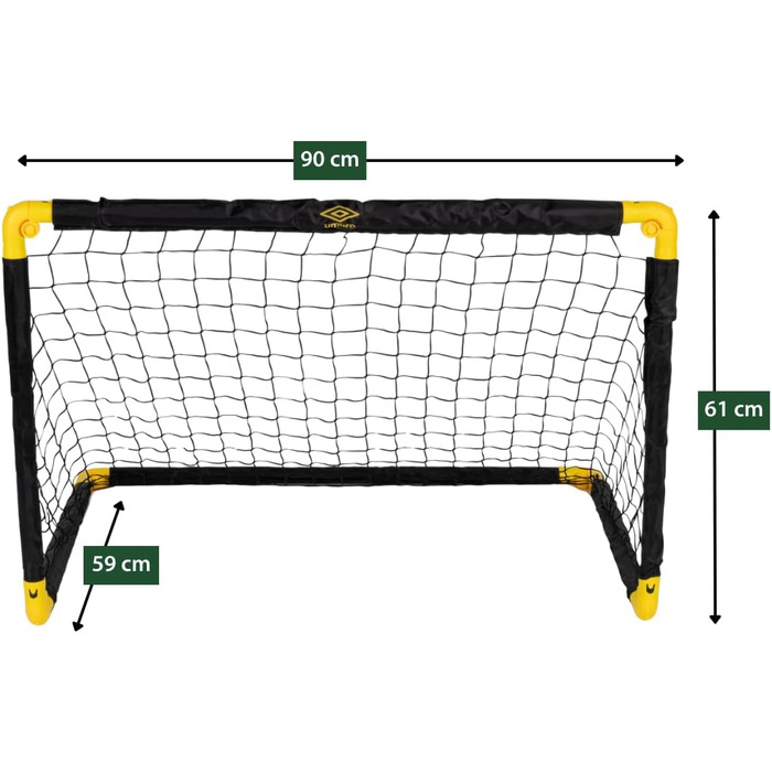 Ворота для футболу Umbro 90x59x61 см, складані, металеві, чорно-жовті, для дітей та дорослих, для тренувань вдома та на вулиці