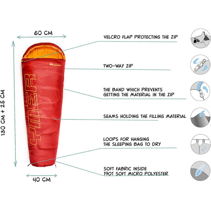 Дитячий спальний мішок Meteor Premium для кемпінгу та відпочинку на природі: літо, ультралегкий, для дітей, комфортний, для підлітків, зручний, теплий, маленький, маленький, темно-зелений/зелений (червоний/помаранчевий)