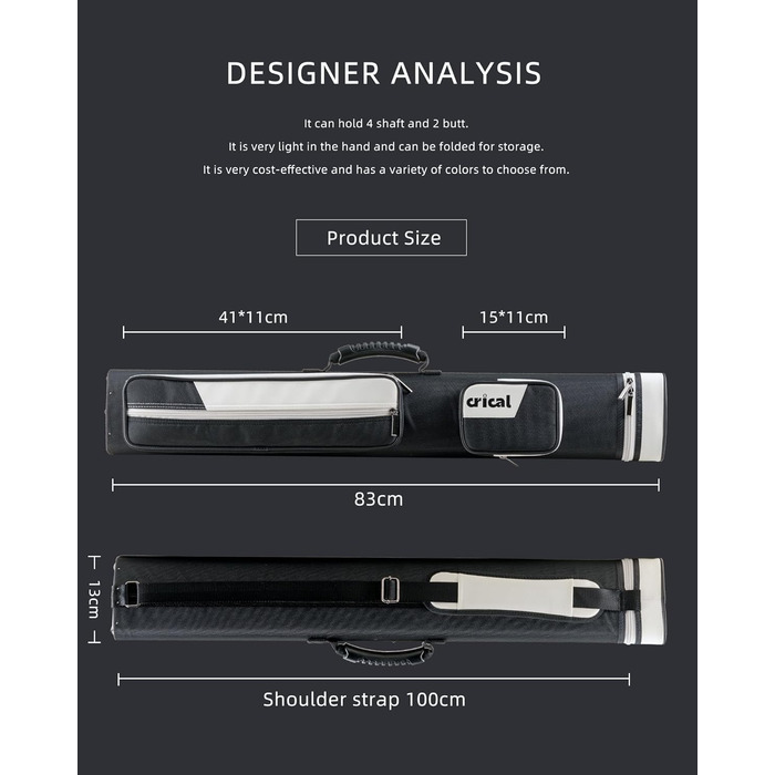 Кейс для більярдних київ CRICAL 2x4: для 2 київ-баттів та 4 київ-шафтів, з жорстким корпусом, аксесуари для більярду