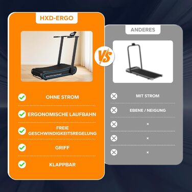 Тренажер для бігу HXD-ERGO для дому, складаний, з LCD-дисплеєм. Немоторизована бігова доріжка 2-в-1 для домашніх та офісних тренувань.