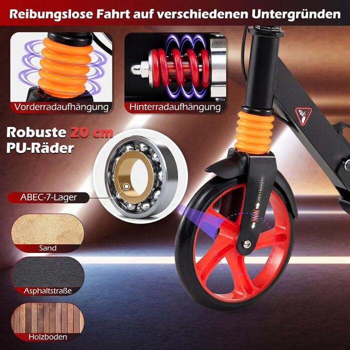 COSTWAY Розкладний самокат для дітей та дорослих, чорний. Регульована висота, дзвінок, підставка, ремінь для перенесення, до 100 кг