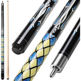 ASMPCUE Більярдний кий 58'' 20oz з чохлом з PU шкіри, канадський клен, 13mm наконечники, для професійних гравців, жовтий