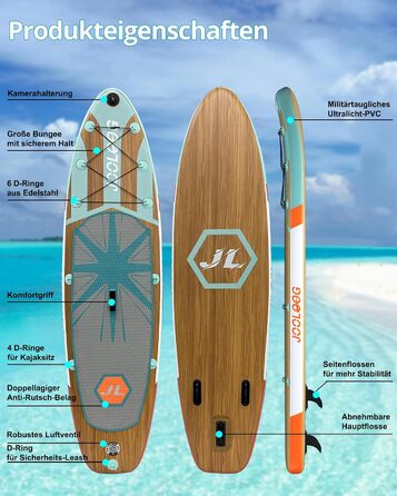 SUP дошка для плавання стоячи Premium Allround, 320x81x15 см, до 200 кг, з сидінням, для 2 осіб, з тримачем для камери