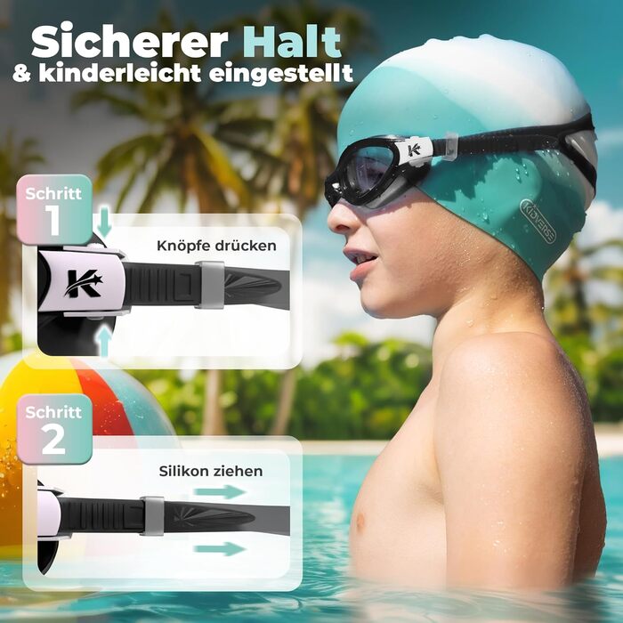 Дитячі маски для плавання Kidverse - 6-16 років, з UV-захистом та антизапотіваючим покриттям, чорні