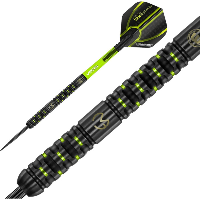 Дротики WINMAU Michael Van Gerwen MvG Adrenalin 23 г професійні, вольфрамові, для дартсу, з наконечником Steeltip, комплект з оперенням і шафтами