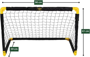 Ворота для футболу Umbro 90x59x61 см, складані, металеві, чорно-жовті, для дітей та дорослих, для тренувань вдома та на вулиці
