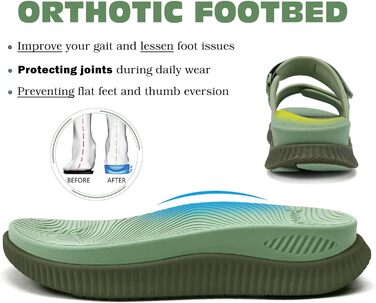 Спортивні сандалі KuaiLu жіночі з м'якою устілкою, ортопедичні для підтримки підошви, зелені, розмір 41 EU