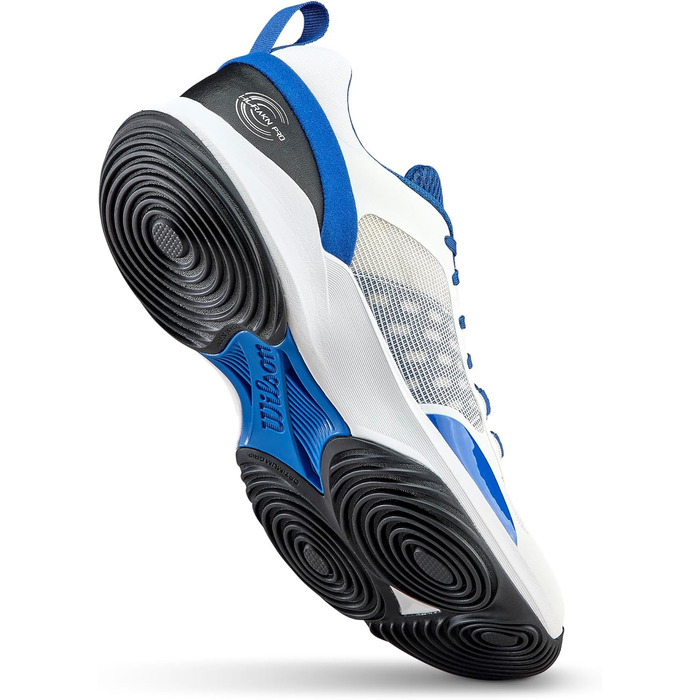 Взуття для падел-тенісу Wilson Hurakn Pro V2 для чоловіків (44 EU, X-широкий, білий, блакитний, чорний)