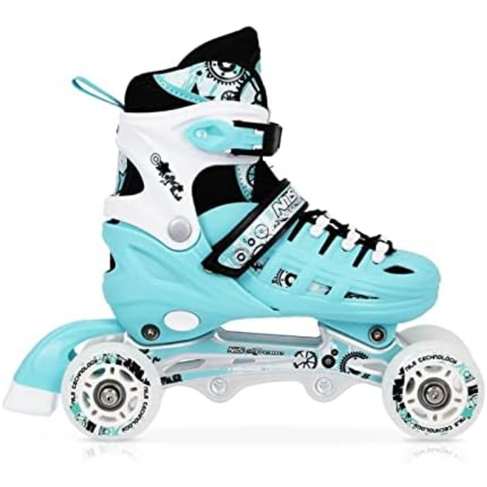 Ковзани фігуристичні Nils 4-в-1 регульовані - для дівчаток та хлопчиків, жінок - NH10905 (Блакитний, M (35-38))