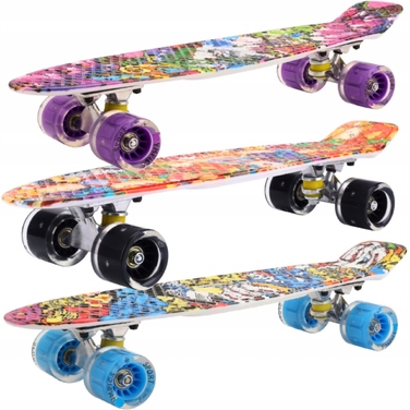Скейтборд Aurora FB graffiti, 56x14,5 см, колеса 60 мм 82A, підшипники ABEC-7, до 100 кг