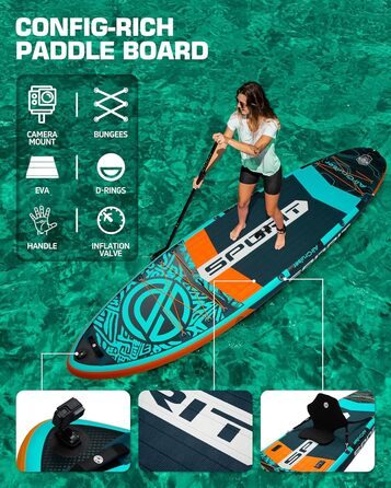 Надувна SUP-дошка для серфінгу 3,5 м, до 204 кг, знімний US-кіль, рюкзак 100 л, водонепроникна сумка, плавуче весло, страхувальний трос