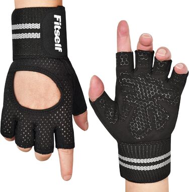 Фитнес рукавички для жінок з захистом суглобів та протиковзаючою поверхнею для важкої атлетики, фітнесу, кросфіту, велоспорту (Чорний, L)