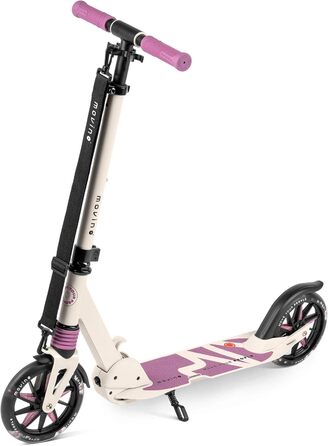 Електросамокат Movino City Light для дітей та підлітків, 180 мм колеса, амортизатори, регульований кермо, бежево-фіолетовий