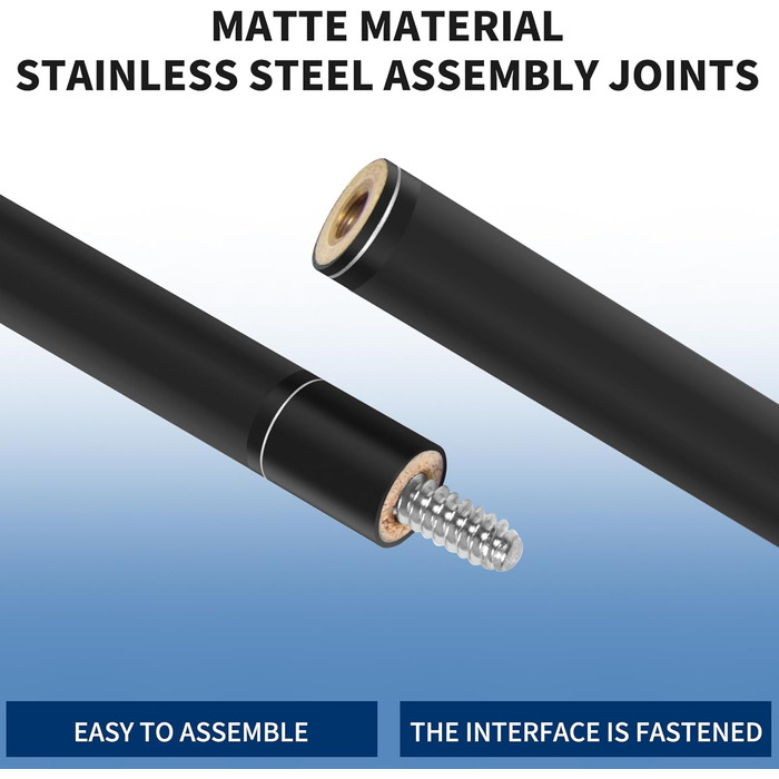 Набір для більярду Kmise Pool-Stick Set: професійний кий для більярду, 147 см, чорний. Підходить для гри вдома, в барі та в клубі.