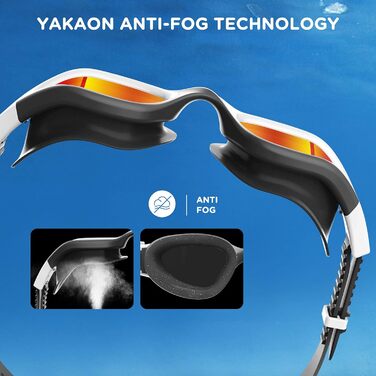 Дитячі окуляри для плавання YAKAON A1MINI, поляризовані, проти запотівання, UV-захист, для дівчаток та хлопчиків, біло-червоні