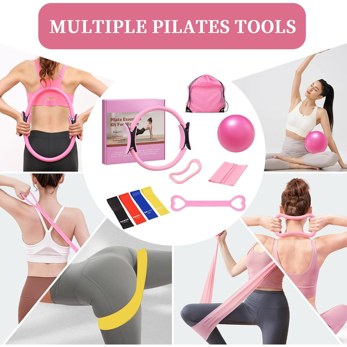 Набір для пілатесу на 10 частин: все необхідне для дому та занять на вулиці. Включає фітбол, кільце, стрічку та сумку для перенесення.