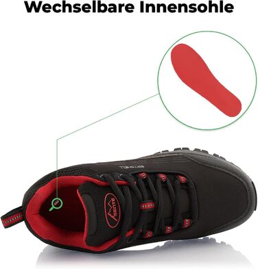 Черевики для хайкінгу/трекінгу для жінок та чоловіків, водонепроникні, чорно-зелені/чорно-червоні (36 EU)