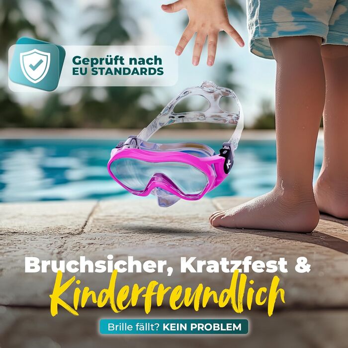 Набір для снорклінгу KIDVERSE для дітей 5-16 років - маска та трубка для дівчаток та хлопчиків, рожевий колір