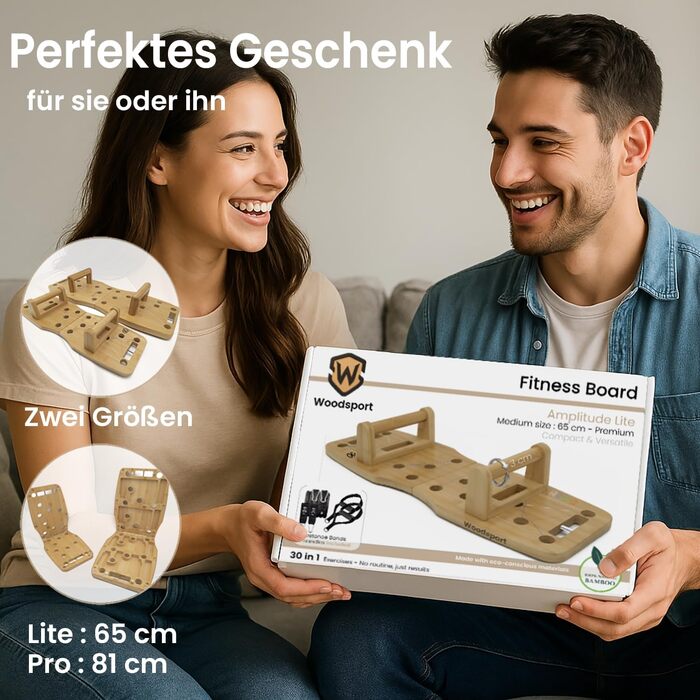 Бамбукова дошка для віджимань Amplitude Lite Premium Push Up Board (65 см) - складана, стабільна, з гумками та інструкцією 30 в 1