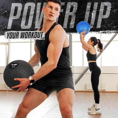 М'яч для ударів Yes4All Medizinball - 6.8/9/11.3/13.6/18 кг - синій, блакитний, помаранчевий, блискучий для силових тренувань