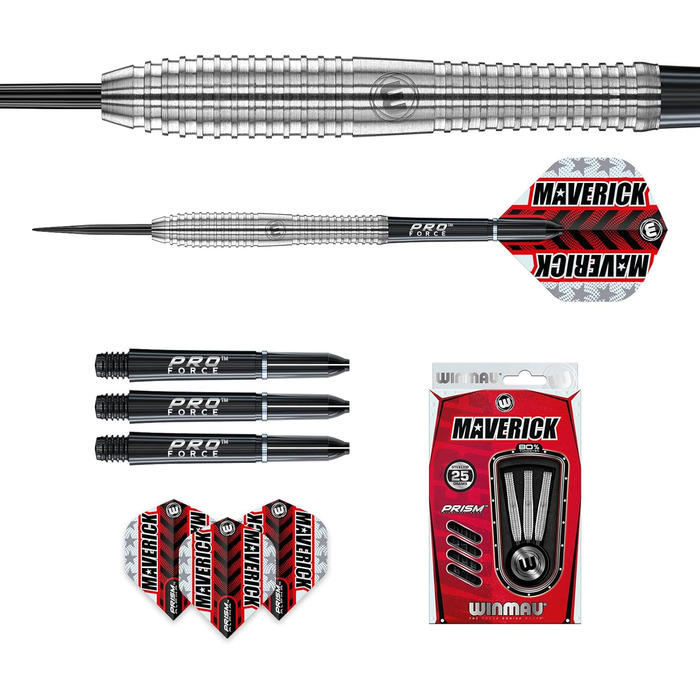 Дартс WINMAU Maverick 25 г, професійний, стілтіп, вольфрамовий, з наборами оперення та стрижнів