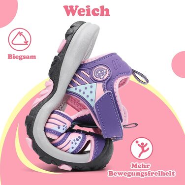 Сандалі Mishansha закриті для дівчаток літні трекінгові дитячі дихаючі, розмір 24-39 (EU, фіолетові)