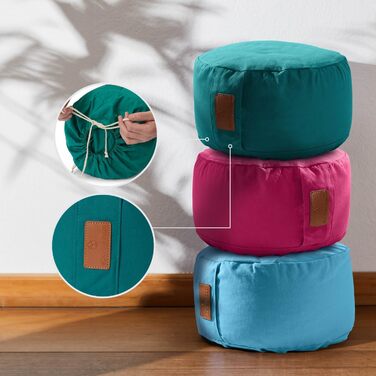 Йога-боулстер Rundes 30см x 15см | Знімний чохол | Наповнювач: органічна гречка (KBA) | Для Інь-йоги та медитації (гречка, темно-зелений)