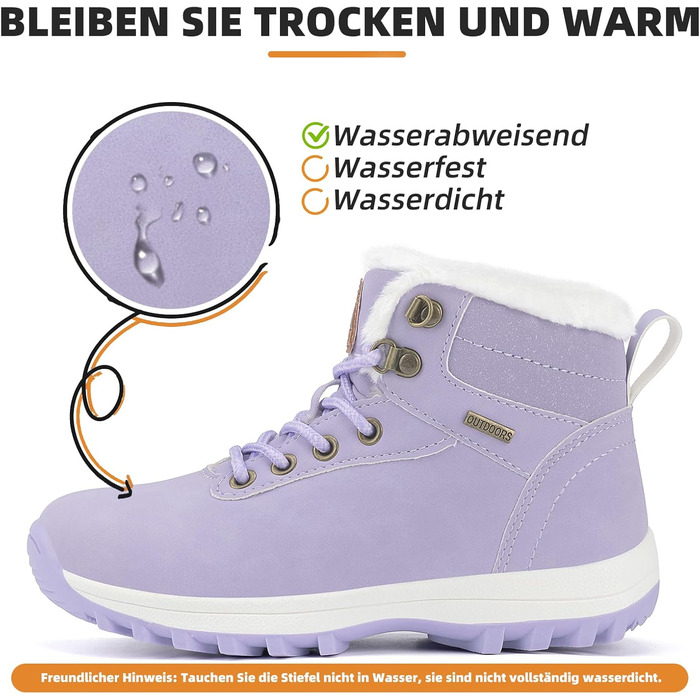 Дитячі зимові черевики Mishansha для хлопчиків та дівчаток, теплі, водонепроникні, снігоступи (36 EU, фіолетові)